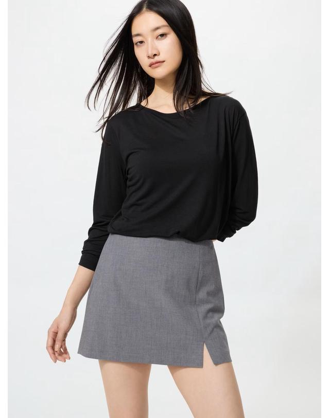 유니클로 유니클로 재팬 시어 긴팔 티셔츠 여성 롱슬리브 492037 착용컷