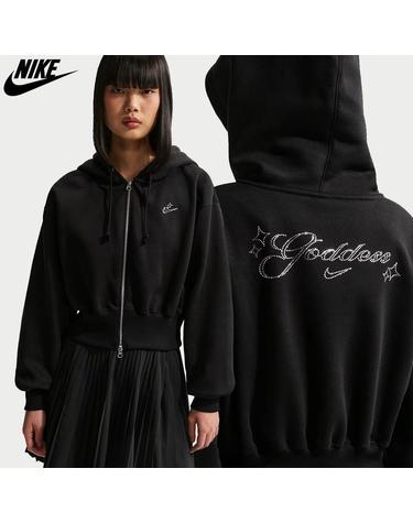 나이키 나이키 스포츠웨어 여성 피닉스 플리스 루즈핏 크롭 풀 집업 후드 파카 자켓 블랙 IQ1256-010