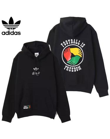 아디다스 오리지널 밥 말리 그래픽 긴팔 후드 티셔츠 남녀 공용 블랙 KD2421