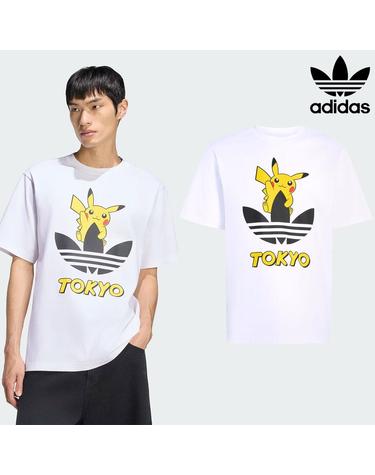 아디다스 오리지널 x 포켓몬 도쿄 3 남녀 공용 반팔 티셔츠 화이트 LK3883