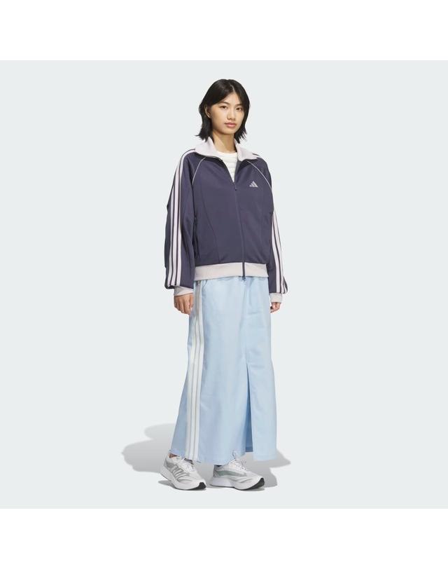 아디다스 아디다스 스타디움 크롬 데님 루즈핏 롱 스커트 치마 글로우 블루 KF8215 착용컷