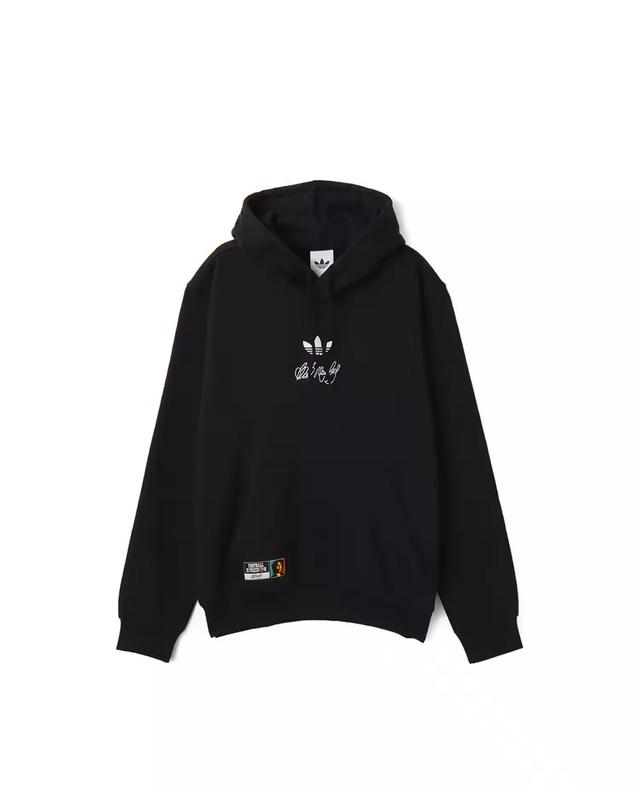 아디다스 아디다스 오리지널 밥 말리 그래픽 긴팔 후드 티셔츠 남녀 공용 블랙 KD2421 착용컷