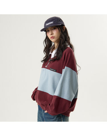 [언노운플라넷] 데일리 코튼 카라 배색 맨투맨 스웻셔츠 와인