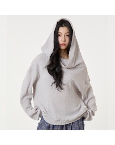 [언노운플라넷] 루즈핏 와플 후디 그레이