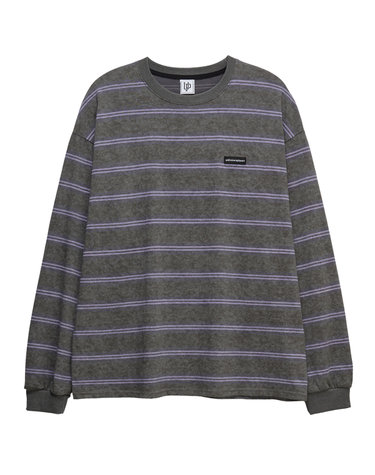 피그먼트 스트라이프 오버핏 롱슬리브 티셔츠 그레이_Pigment Stripe Oversized Long Sleeve Tee Gray