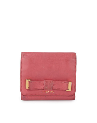 Pink Calfskin Womens Bifold wallet 1M0176 PC1210 WL 00028