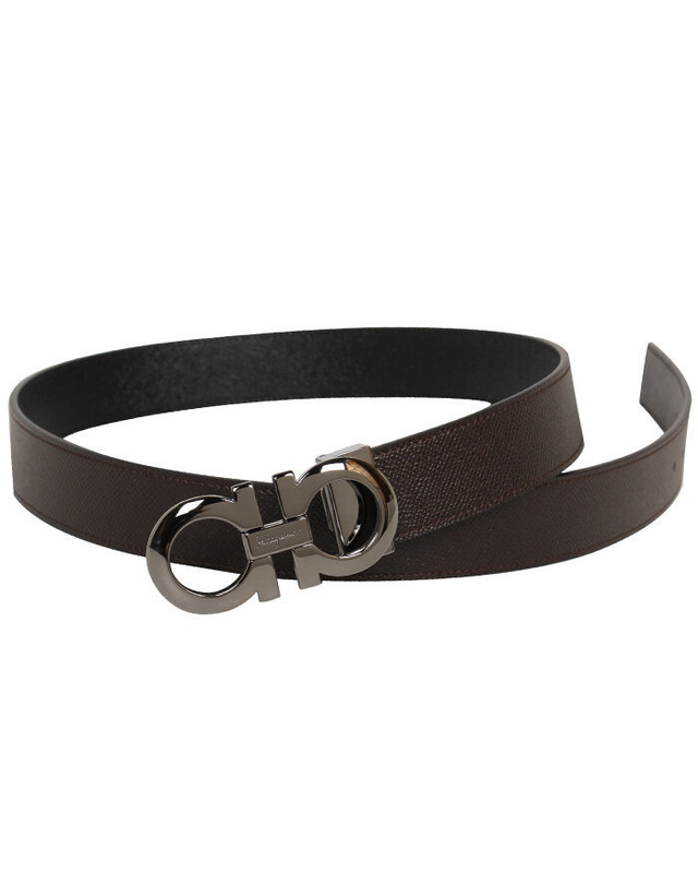 살바토레 페라가모 [명품] Ferragamo 페라가모 벨트 675542 0689112 TMORONERO 남성 정장벨트 진한 그레이 착용컷