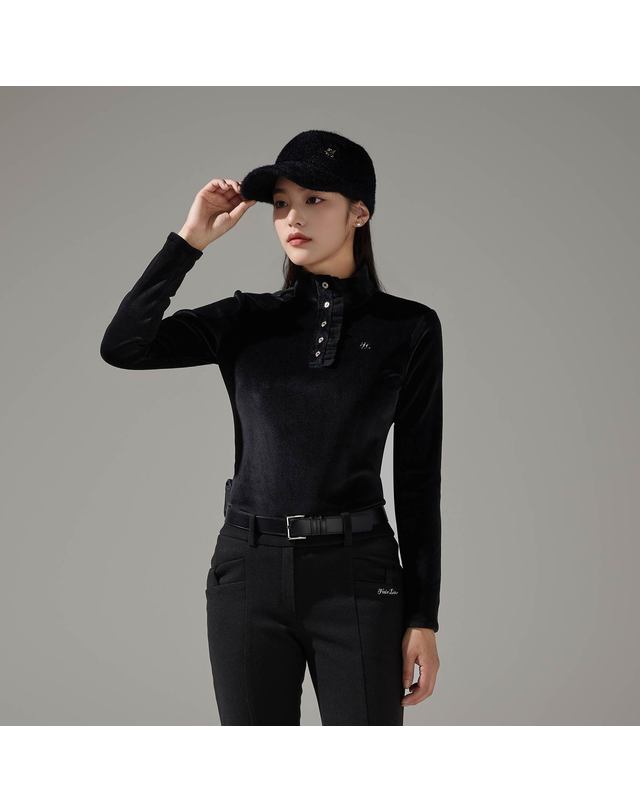 페어라이어 진주 로고 퀼팅 힙색 (블랙) 착용컷