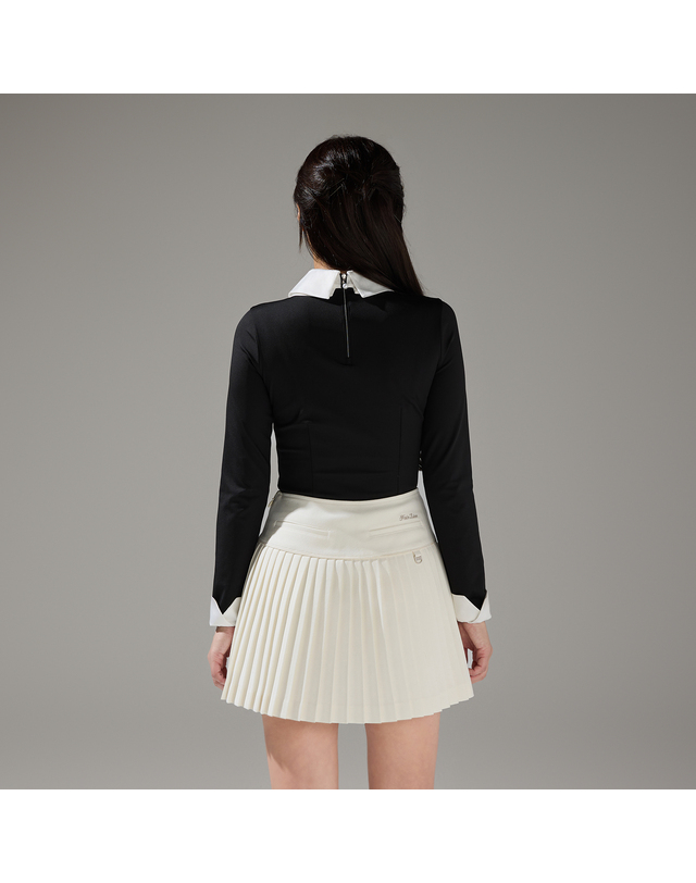 페어라이어 진주 로고 플레어 플리츠 스커트 (아이보리) 착용컷