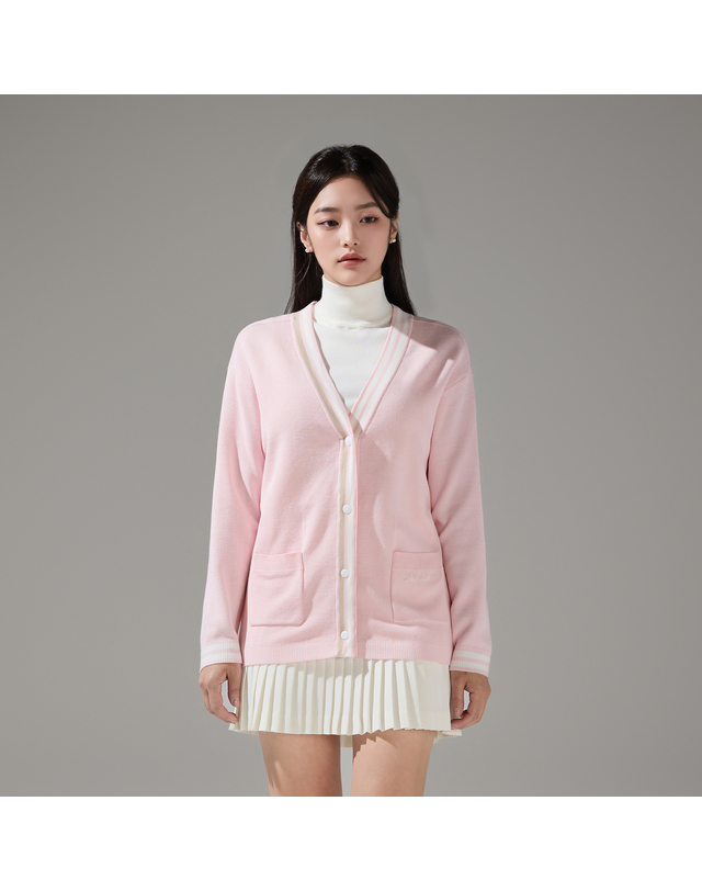 페어라이어 포켓 루즈핏 가디건 (핑크) 착용컷