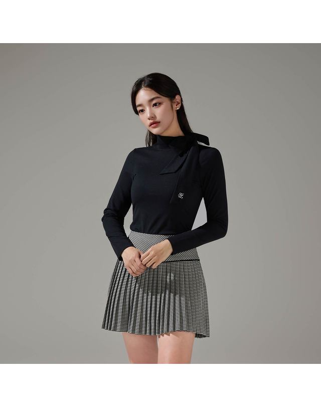 페어라이어 리본 기모 하이넥 티셔츠 (블랙) 착용컷