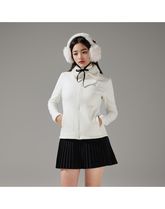 페어라이어 벨벳 리본 퍼 귀도리 (아이보리) 착용컷