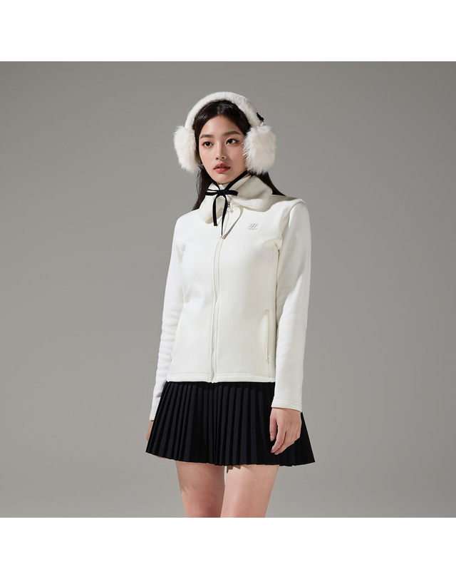 페어라이어 벨벳 리본 퍼 귀도리 (아이보리) 착용컷