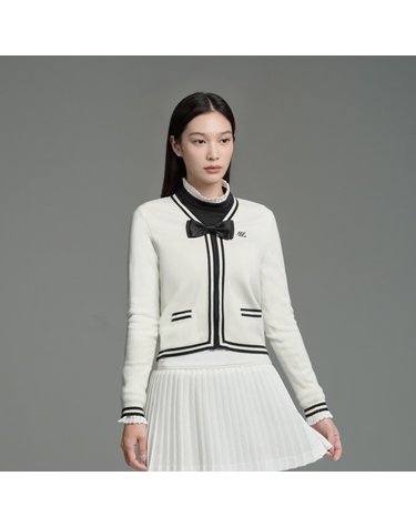 브이넥 리본 집업 가디건 (아이보리)