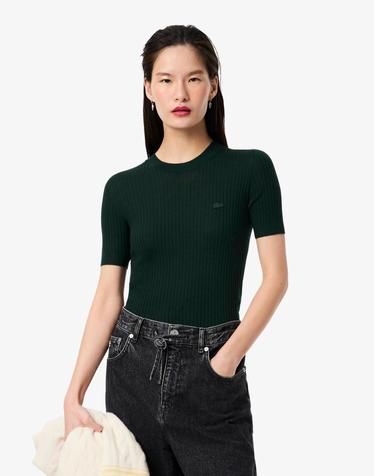 [라코스테 공식] 여성 립조직 메리노울 반팔 스웨터 AF4146-55N YZP
