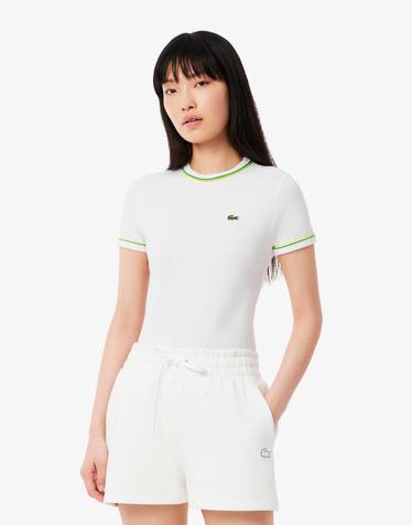 [라코스테 공식] 여성 더블 파이핑 슬림핏 저지 티셔츠 TF0347-55G FWI
