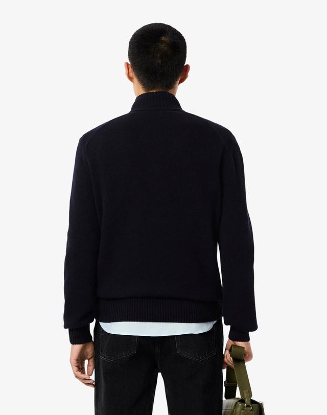 라코스테 [라코스테 공식] 남성 방모 반집업 스웨터 AH3052-55N 166 착용컷