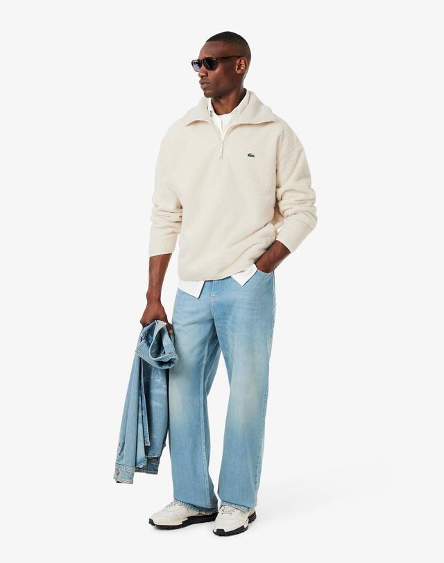 라코스테 [라코스테 공식] 남성 폴라플리스 반집업 스웻셔츠 SH5500-55N XFJ 착용컷