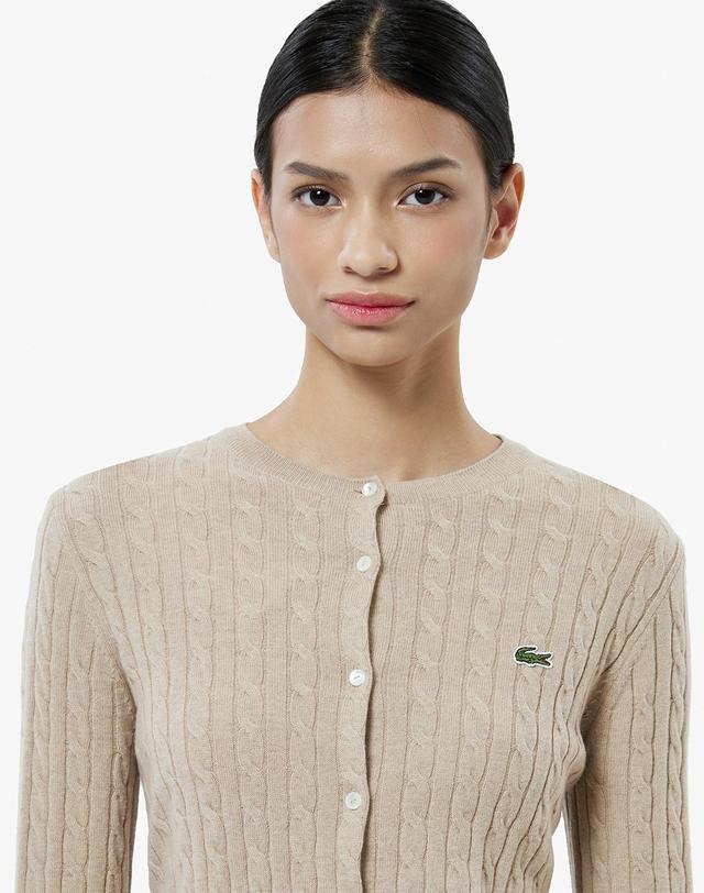 라코스테 [라코스테 공식] 여성 케이블 크루넥 가디건 AF092E-55N 02S 착용컷