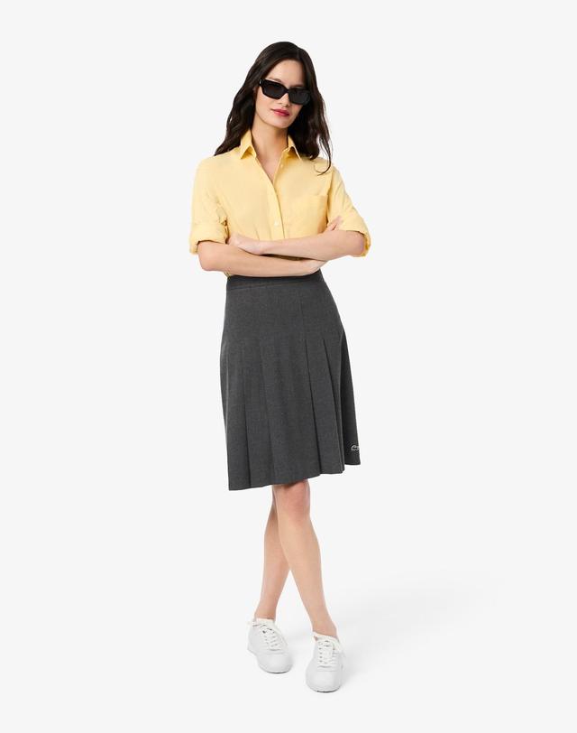 라코스테 [라코스테 공식] 여성 플란넬 플리츠 미디스커트 JF5358-55N 050 착용컷