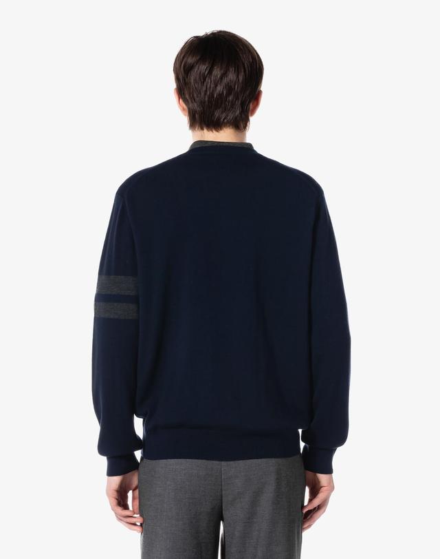 라코스테 남성 크루넥 소매팁 가디건 AH500E-54N 166 착용컷