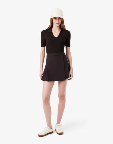 [라코스테 공식] 여성 울 블렌디드 랩 플리츠 미니 스커트 JF0560-56G 3LA