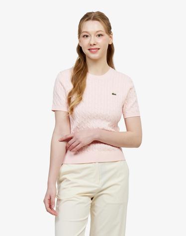 [라코스테 공식] 여성 케이블 반팔 크루넥 스웨터 AF590E-56G Z4H