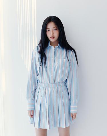 [라코스테 공식] 여성 포플린 스트라이프 쇼츠 JF0250-56G 48C