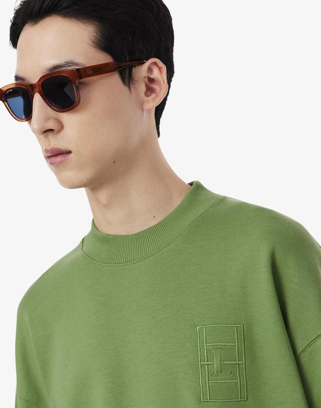 라코스테 [라코스테 공식] 남성 테니스코트 L로고 루즈핏 크루넥 스웻셔츠 SH1682-56G 02M 착용컷