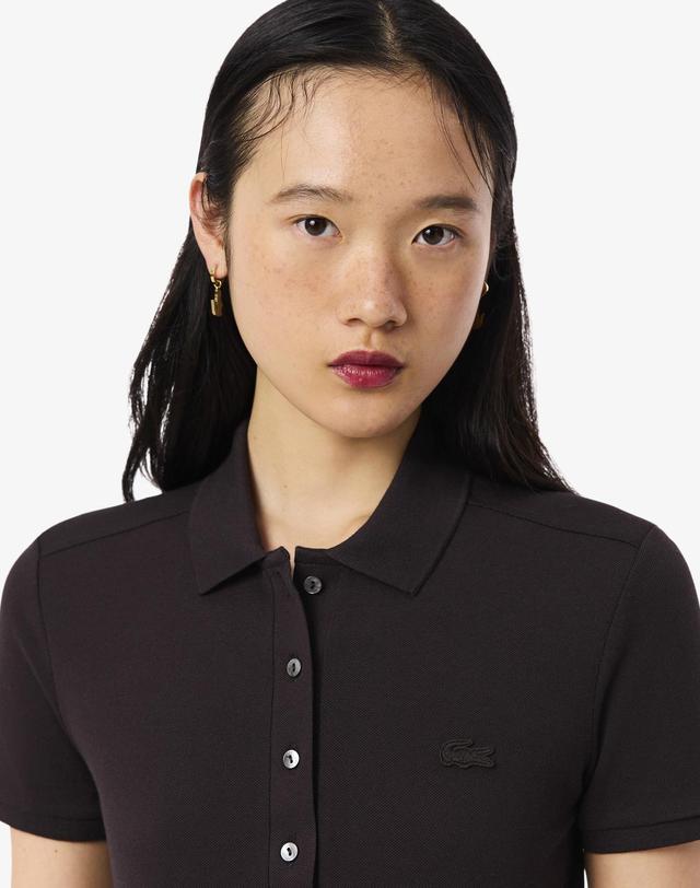 라코스테 [라코스테 공식] 여성 슬림핏 미니피케 폴로 셔츠 PF5462-56G 3LA 착용컷