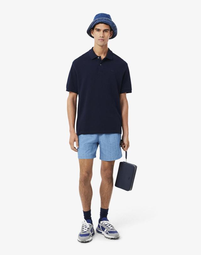 라코스테 [라코스테 공식] 남성 크록 시그니처 루즈핏 반팔 폴로 셔츠 PH7757-56G 166 착용컷