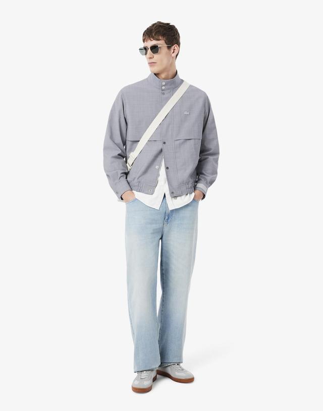 라코스테 [라코스테 공식] 남성 하이넥 가슴 절개 블루종 BH6267-56G ACZ 착용컷