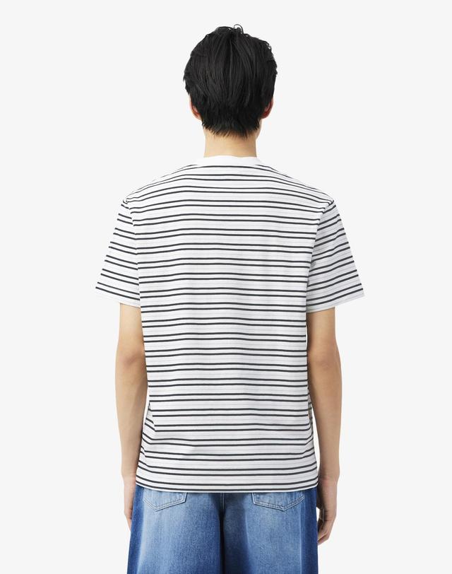 라코스테 [라코스테 공식] 남성 멀티 스트라이프 반팔 티셔츠 TH0874-56G 7XI 착용컷