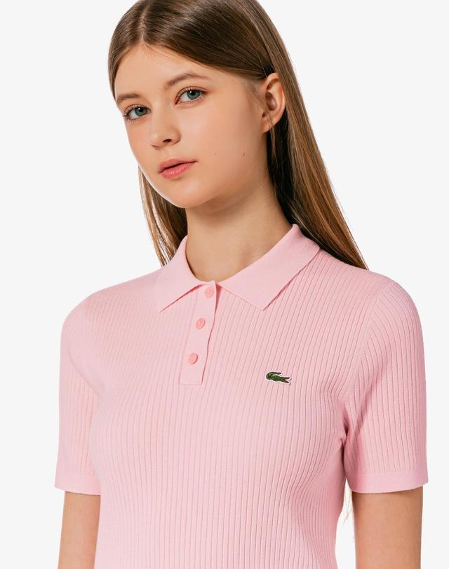 라코스테 [라코스테 공식] 여성 립조직 스웨터 폴로 셔츠 PF530E-56G ADY 착용컷