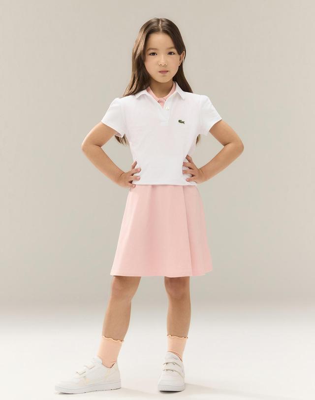 라코스테 [라코스테 공식] 키즈 피케 퍼프 슬리브 폴로셔츠 PJ0953-56G 001 착용컷