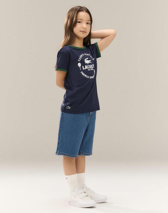 라코스테 [라코스테 공식] 키즈 반팔 링거티셔츠 TJ5903-56G 166 착용컷