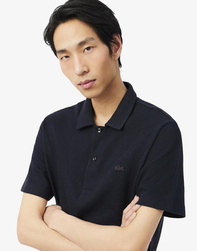 라코스테 [라코스테 공식] 남성 크레이프 반팔 폴로 셔츠 DH1969-56G 350 착용컷