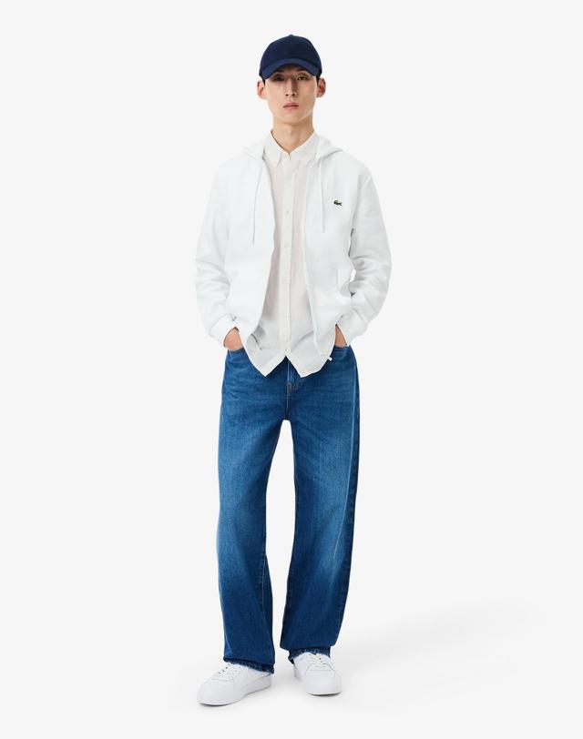 라코스테 [라코스테 공식] 남성 린넨 솔리드 반팔 셔츠 CH5699-56G 001 착용컷