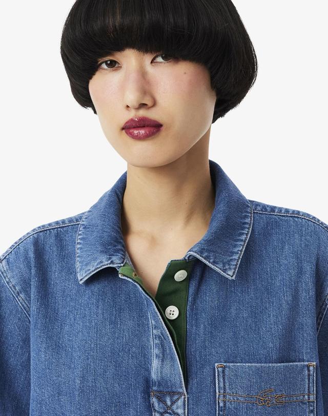 라코스테 [라코스테 공식] 여성 폴로형 데님셔츠 CF0051-56G 36L 착용컷