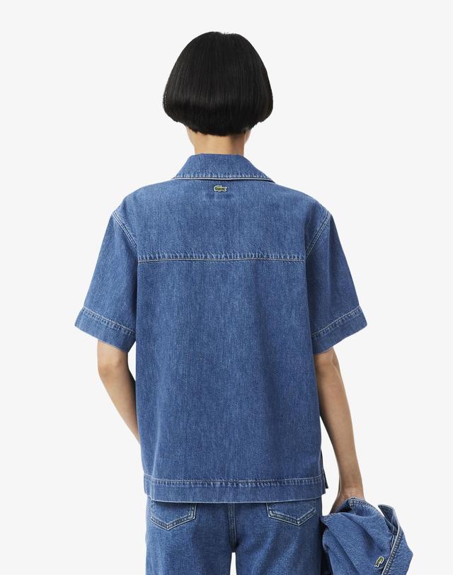 라코스테 [라코스테 공식] 여성 폴로형 데님셔츠 CF0051-56G 36L 착용컷