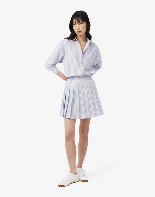 라코스테 [라코스테 공식] 여성 포플린 스트라이프 쇼츠 JF0250-56G 48C 착용컷