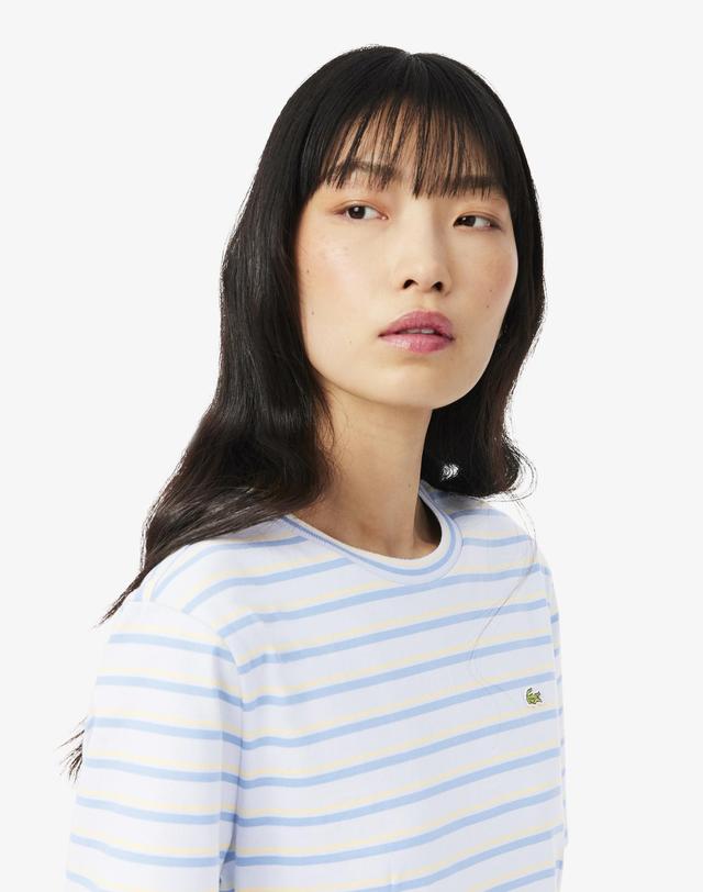 라코스테 [라코스테 공식] 여성 멀티스트라이프 티셔츠 드레스 EF0263-56G 4BI 착용컷