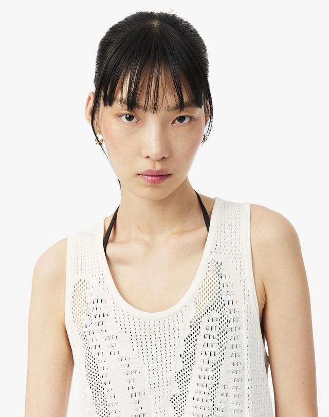 라코스테 [라코스테 공식] 여성 메쉬 슬리브리스 스웨터 AF9854-56G 70V 착용컷