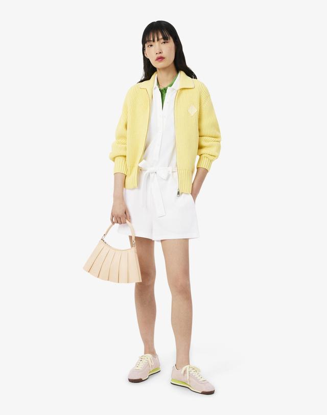 라코스테 [라코스테 공식] 여성 미니 피케 반팔 점프수트 EF1823-56G 001 착용컷