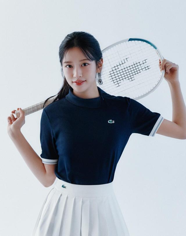 라코스테 [라코스테 공식] 여성 테니스 테이프 티핑 스커트 JF231E-56G 70V 착용컷