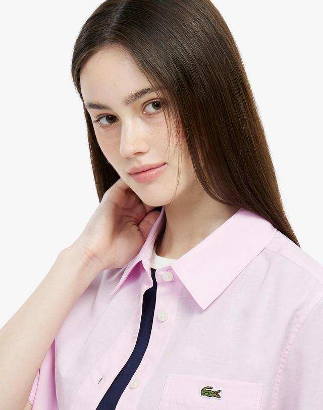 라코스테 [라코스테 공식] 여성 JP 코튼린넨 반팔셔츠 CF9479-56G Z4H 착용컷