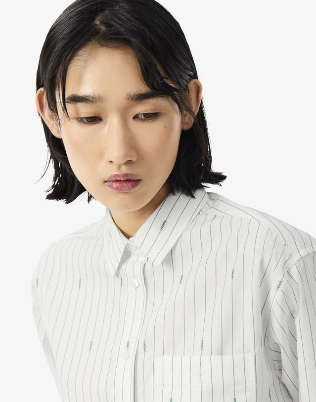 라코스테 [라코스테 공식] 여성 포플린 스트라이프 셔츠 CF0212-56N 4IU 착용컷