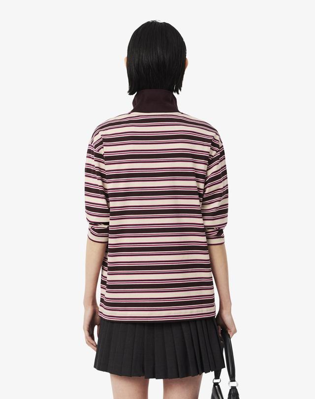 라코스테 [라코스테 공식] 여성 멀티 스트라이프 긴팔 폴로셔츠 DF3003-56N ST7 착용컷