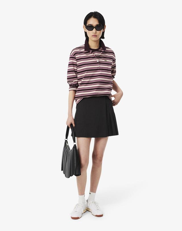 라코스테 [라코스테 공식] 여성 멀티 스트라이프 긴팔 폴로셔츠 DF3003-56N ST7 착용컷