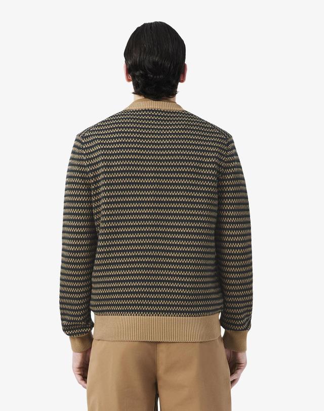 라코스테 [라코스테 공식] 남성 코튼 패턴 크루넥 풀오버 AH8569-56N XEI 착용컷